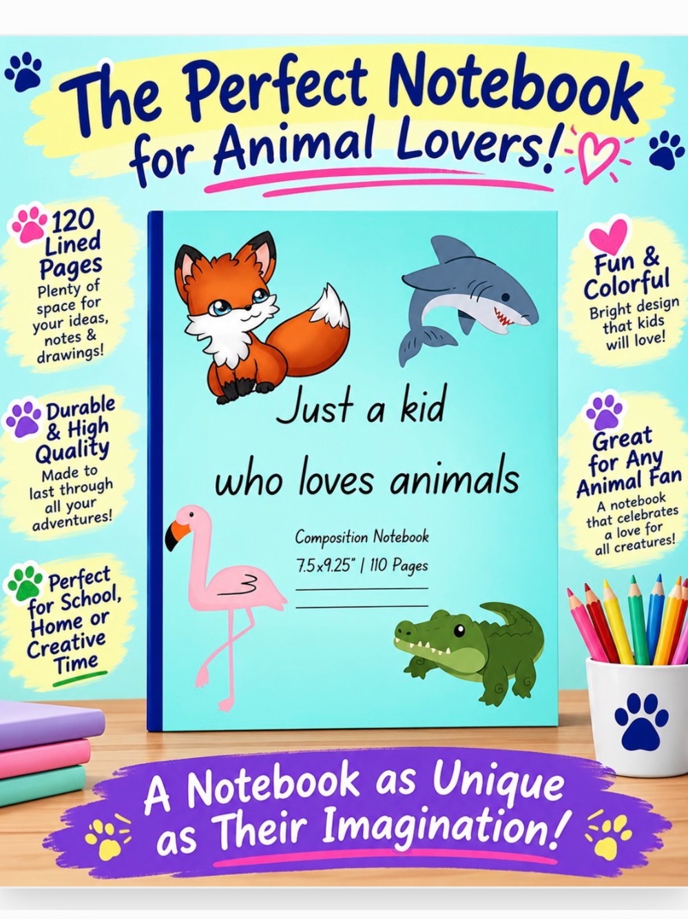 Just a Kid Who Loves Animals - Composition Notebook